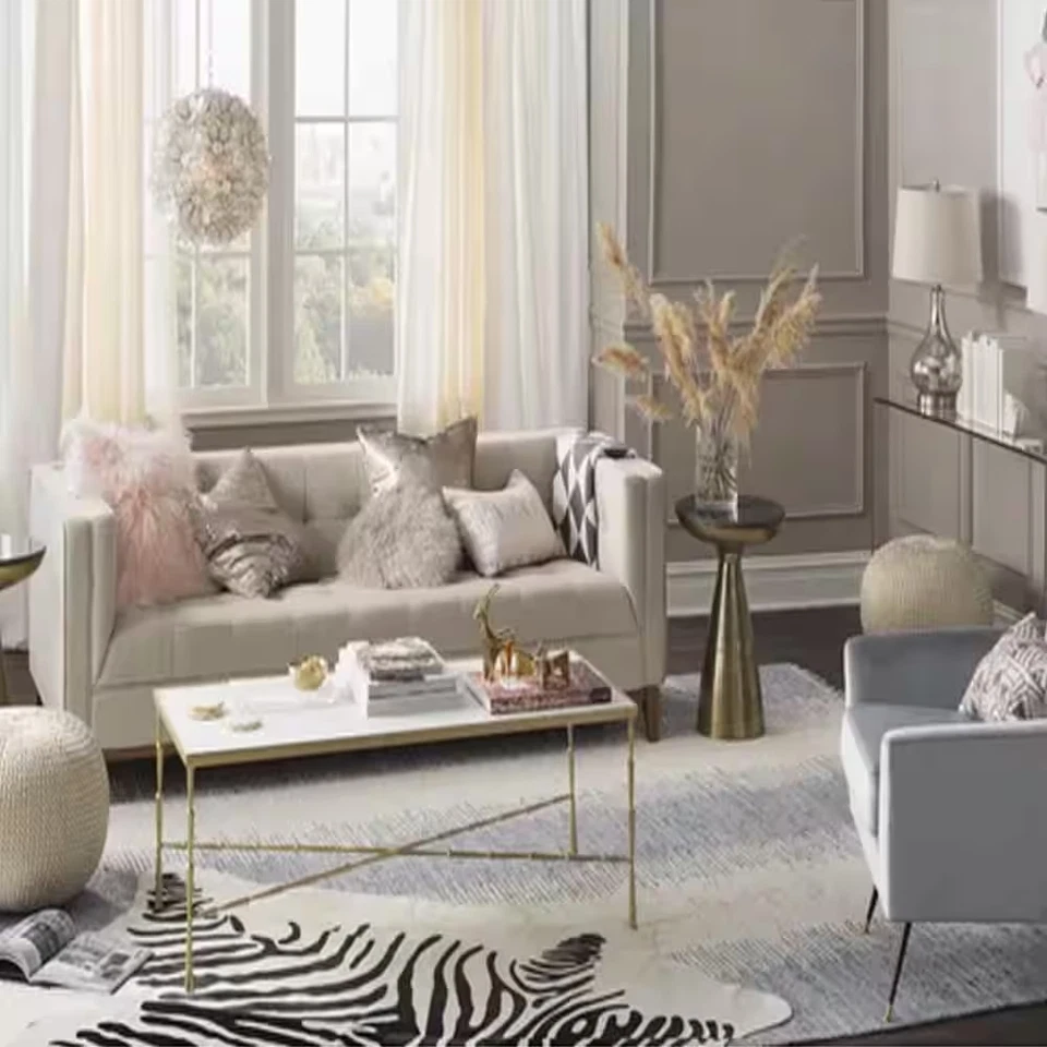 Hazel Gold Cableknit Organic Cotton Ottoman Pouf - Image 2 of 4