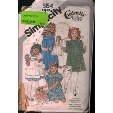 Vintage Simplicity 5154 Cinderella Girls Dress Pinafore Jumper Sewing Pattern 5
