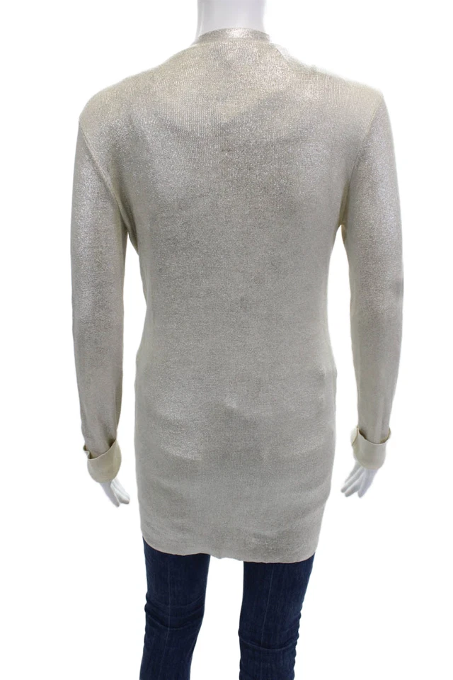 Robert Rodriguez 女式开衫米色 Mercerized 棉 V 领 S 码 — 第 3/4 张图片