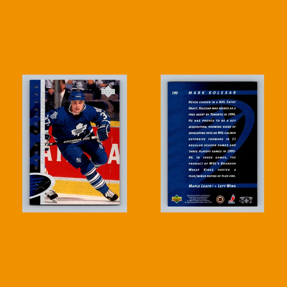 Mark Kolesar #190 1996 Upper Deck Toronto Maple Leafs Hockey Card NHL NM - Image 3 of 3