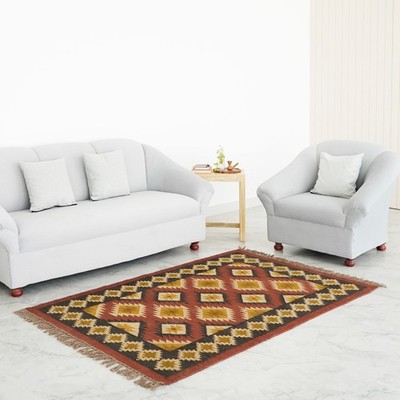 Handmade Kilim Rug, Boho Rug, Indian Dhurrie Wool Jute Rug, Turkish Moroccan Rug
