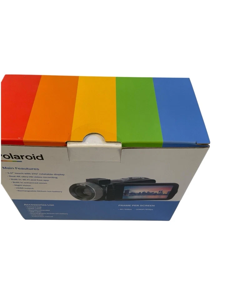 Polaroid 4K Camcorder 18X Zoom Touchscreen Wi-Fi Black NEW Sealed NIB - Image 2 of 4