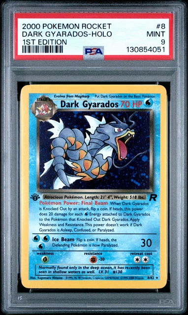 2000 POKEMON ROCKET 1ST EDITION #8 DARK GYARADOS-HOLO PSA 9
