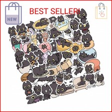 Funny Black Cat Meme Stickers for Adults, 50PCS Cute Anime Naughty Cats Waterpro