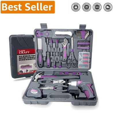 44PCS Pink Cordless Screwdriver Kit - Stylish Home Repair Tools for Her