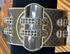 Lia Sophia "Ransom" Retired Hinged Cuff Bracelet Red Carpet Collection Bronze