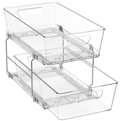 Simple Houseware 2 Tier Pull-Out Organizer Clear Basket Drawer Cabinet