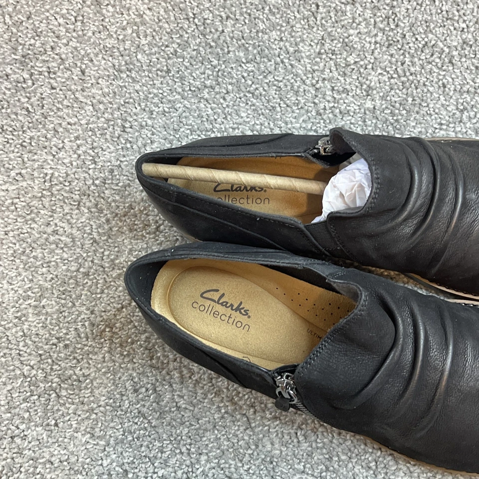 Clarks Collection Shoes Womens Size 12 Ruched Leather Zip Comfort Sole 26174154 - Image 3 of 4