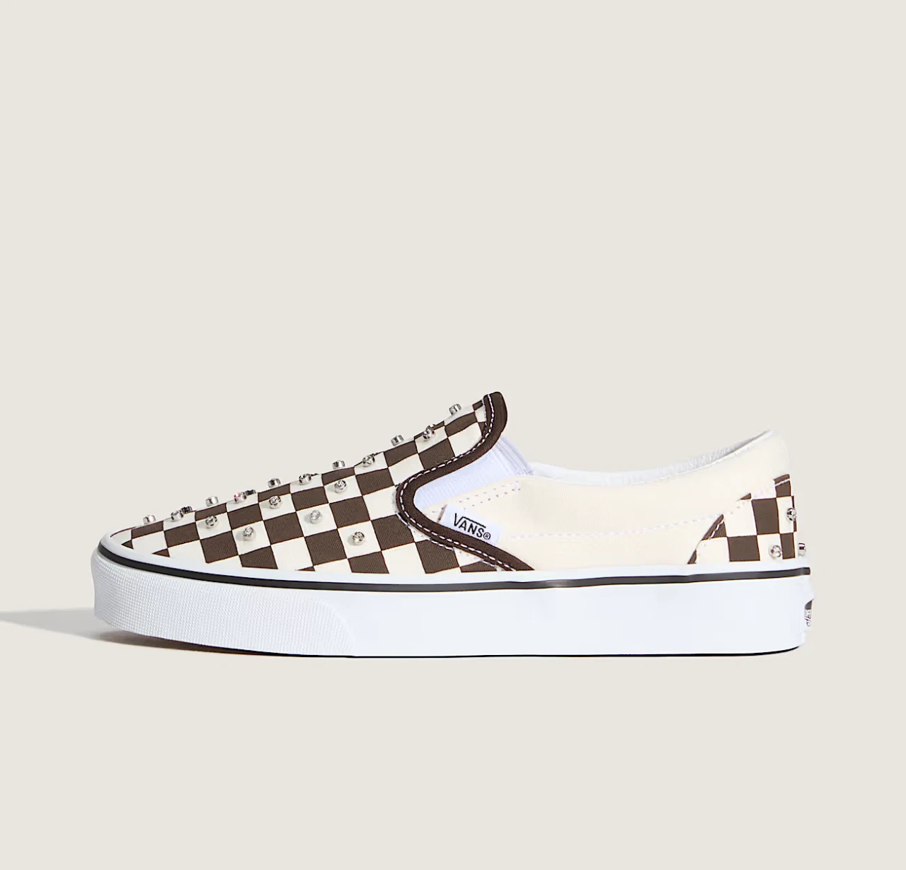 Vans Classic Slip-On Unisex Shoes in Off White and Brown All Sizes