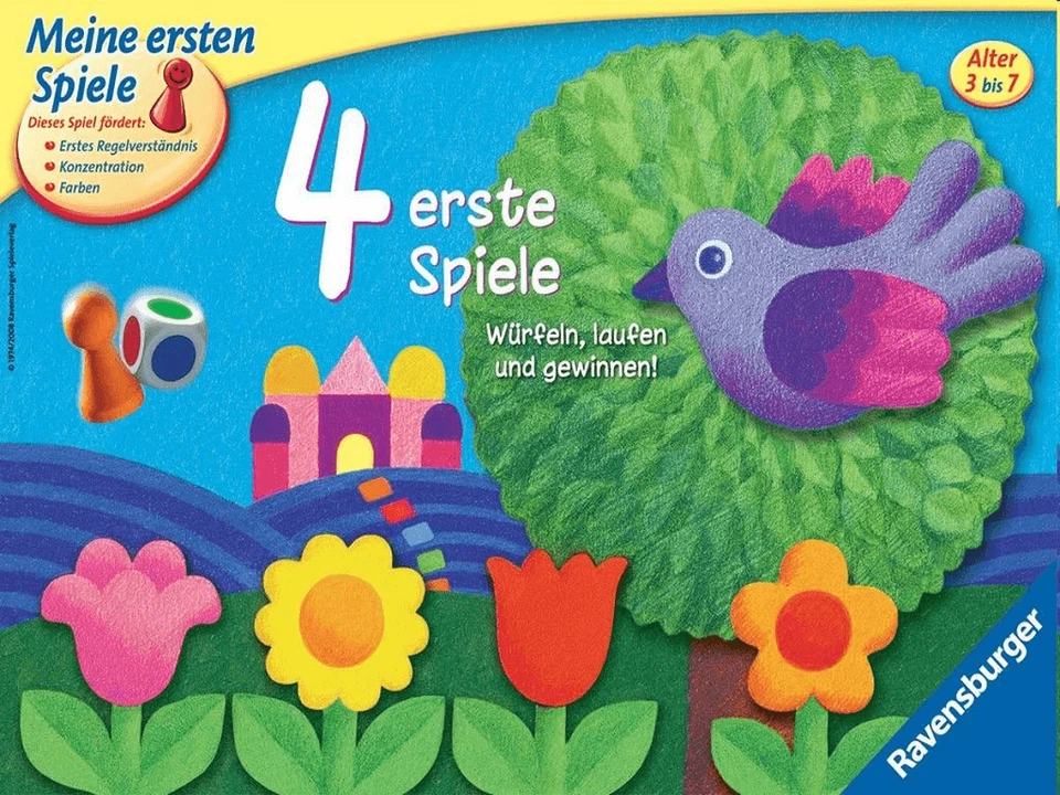 Ravensburger 4 erste Spiele Spielesammlung Brettspiel ab 3 Jahren Farbenlernen