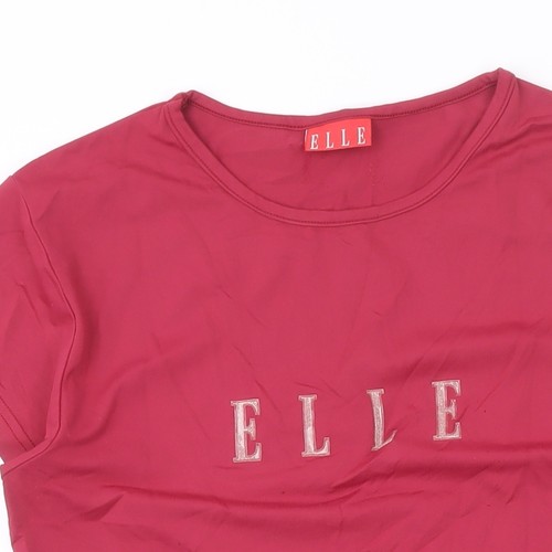 ELLE Damen T-Shirt rot Logo Gr. M Kurzarm stretchig Oberteil - Bild 12 von 12