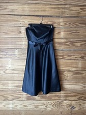 Ann Taylor black strapless satin dress bowtie middle knee length brand new with 