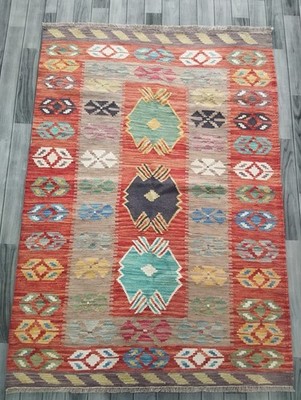 Kreide Handarbeit Afghan/Türkischer Kelim Teppich, Azteken Wolle Vorleger Größe 183x127 CM