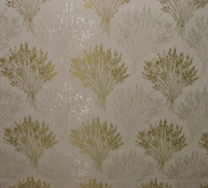 6.33  Metres Gold Ivory Wheat Woven Jacquard Fabric Curtain Upholstery Cushion - Image 2 of 4
