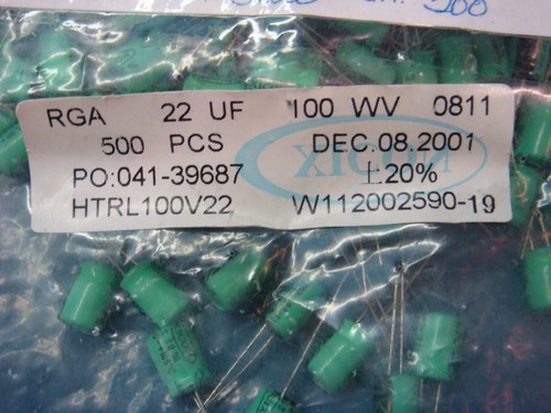 (25) XICON HTRL100V22 100V 22uF 105°C HIGH TEMP RADIAL ELECTROLYTIC CAPACITOR - Picture 2 of 4