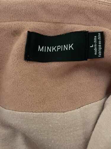 Mink Pink Jacket Size L Soft Touch Faux Suede Biker Blush Pink VGC - Picture 12 of 15