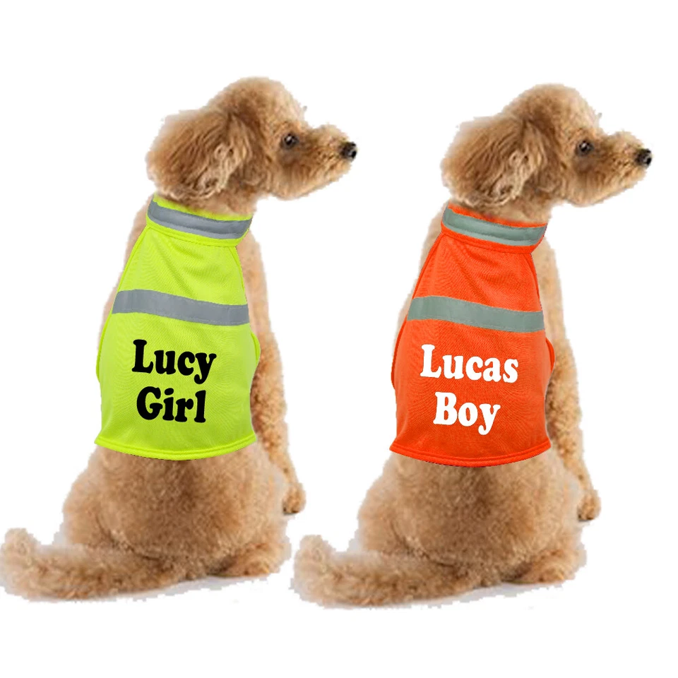 Reflective Dog Vest Custom Name Print High Visibility Jacket Personalised S M L  - Image 3 of 4