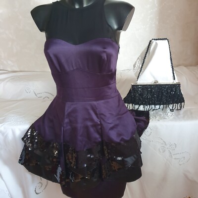 NEU ET. ''Karen Millen'' Abend Kleid Seide-94% Gr.38 Tasche-GESCHENK NP:225 GBP