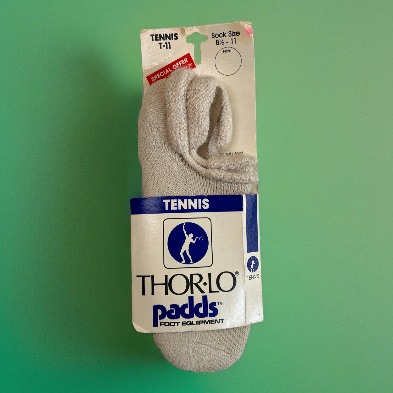 VTG Socks NOS Thorlo Orlon Tennis Sport USA 90's Low Ankle T11 8.5-11 Tan Padds.