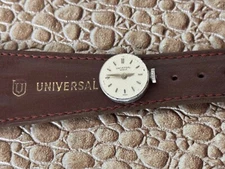 Vintage Universal Geneve watch 600 movement good balance silver markers & crown