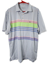 Vineyard Vines Mens L On-The-Go Sankaty Polo Shirt Stretch Short Sleeve Striped