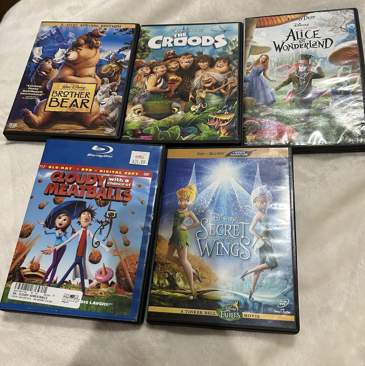 Animated Family movies blu ray DVD 5 Movie Bundle Lot Disney