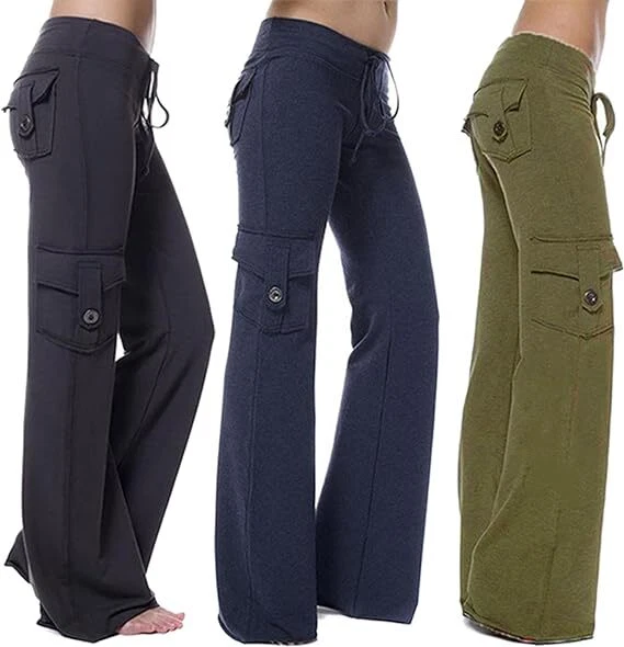 Womens HighWaisted Bootcut Yoga Pants,Wide Leg PlusSize Cargo