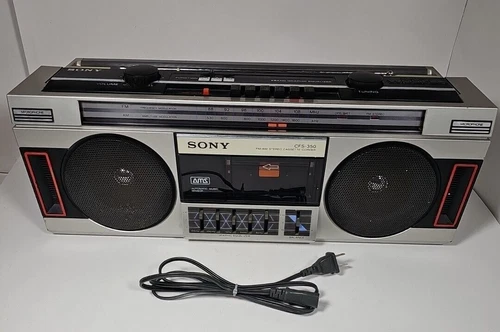 Vintage Sony CFS-350 FM/AM Stereo Cassette Recorder Boombox 5-Band EQ Tested