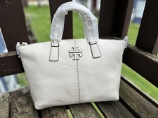 BRAND NEW Tory Burch Ivory Pebbled Leather McGraw Top Zip Satchel - $398