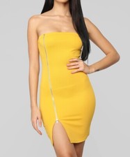 Yellow Side Slit Summer Tube Dress