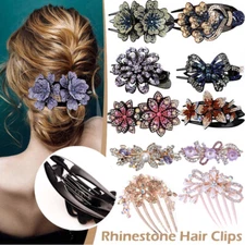 Fashion Rhinestone Hairpin Flower Duckbill Hair Claws Clips Ponytail Headwear