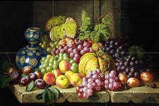 fruits pumpkin vine peach plum Tile Mural Bathroom Wall Backsplash Ceramic 18x12