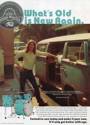 2020 Print Ad of DW Drum Workshop Santa Monica Series Kit John Good 1973 CA Shop
