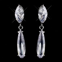 Silver Marquise Cut Cz Dangle Earrings - Bridal Wedding Jewellery Silver Marquise Cut Cz Dangle Earrings - Bridal Wedding Jewellery