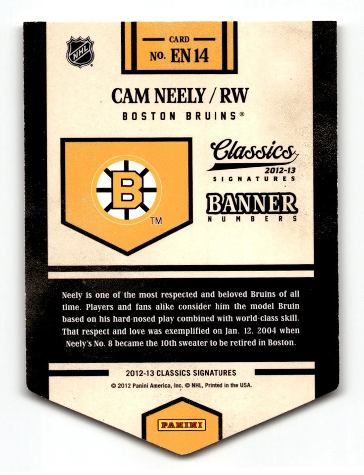 Cam Neely 2012-13 Panini Classics Signatures Banner Numbers #EN14 Boston Bruins - Image 2 of 2