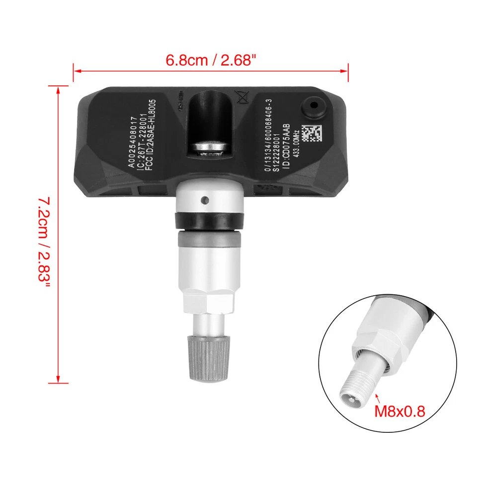 Sensor de sistema de monitoramento de pressão dos pneus A0025408017 433MHz para Mercedes-Benz E350 - Imagem 2 de 4