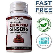 KOREAN RED PANAX GINSENG HIGH STRENGTH GINSENOSIDES EXTRACT SUPPLEMENT 60 CAPS