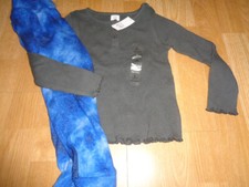 NWT size 4 years outfit baby Gap gray waffle long sleeve top blue tiedye bottoms