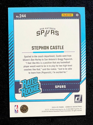 Stephon Castle 2024-25 Panini Donruss Winter Rated Rookie Holo Foil SP Card #244 - Picture 4 of 4