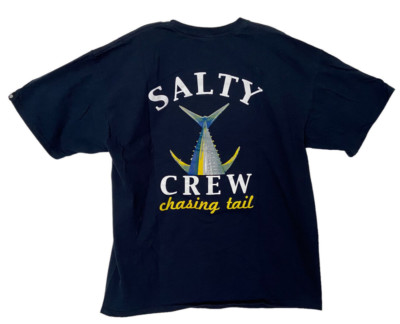 Salty Crew Shirt Black Chasing Tail Yellowtail Tuna Fishing Graphic T-shirt XL