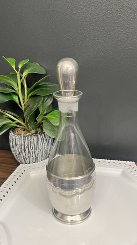 Vintage Luther Boardman & Son Pewter and Glass Liquor Decanter with Stopper - Picture 10 of 11