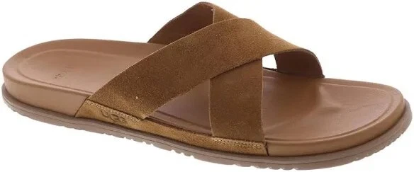 NUOVI SANDALI PANTOFOLE UGG UOMO WAINSCOTT SLIDE CASTAGNA SCAMOSCIATI TAGLIA 10