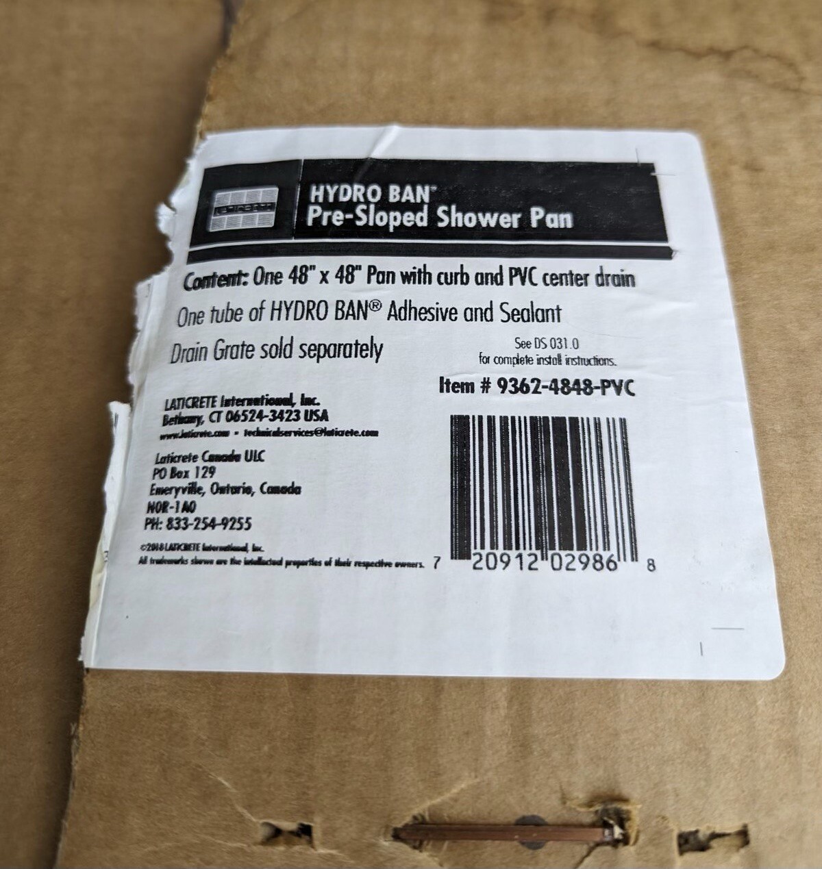 SHOWER PAN Laticrete Hydro BAN PRESLOPED eBay