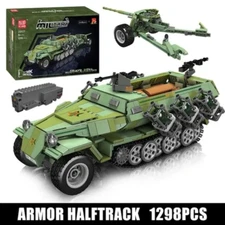 Mould King 20027 Half-track Armored Vehicle + Anti-tank Gun Building Brick Set