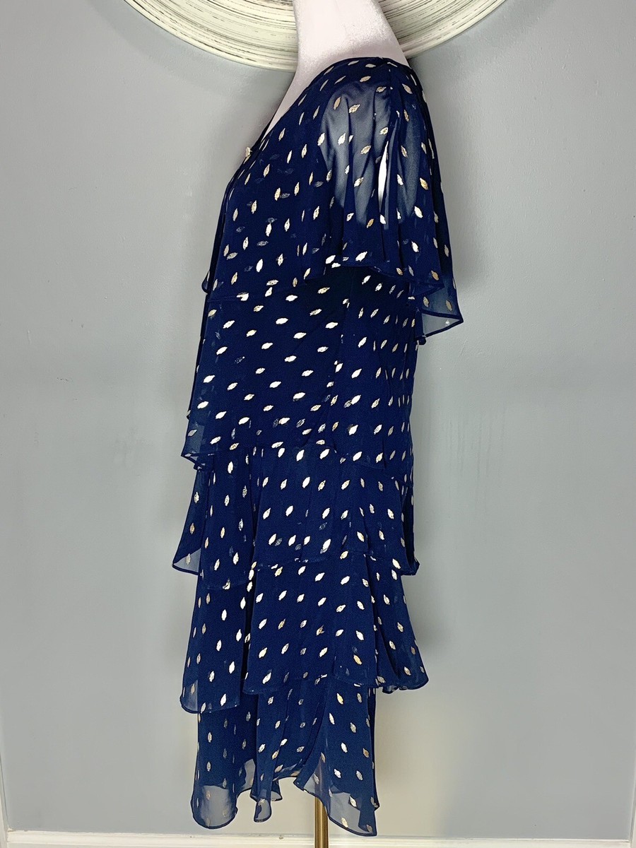 ignite evenings dresses dillard's Ignite Evenings (From Dillard's) Women's Navy & Gold Dress w/Beautiful Pin  Sz 8
