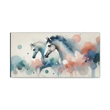 Canvas Print Original Abstract Watercolor Horses Portrait Matte Stretched Art