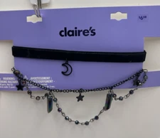 NEW Black Moon Choker with Crystals and Stars Necklace from Claire's