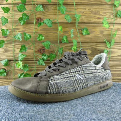 Lacoste Graduate Tartan Men Sneaker Shoes Brown Leather Lace Up