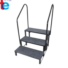 2/3/4 Step RV Steps with 2 Handrails w/Step Mat 660 lbs Load Capacity