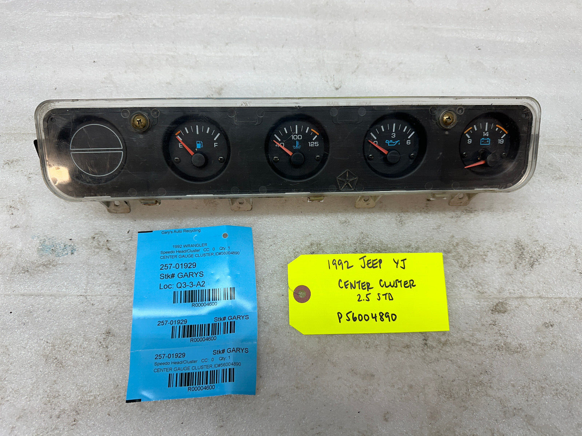 yjj 92-95 JEEP WRANGLER YJ OEM METRIC GAUGE CLUSTER SPEEDOMETER TACH